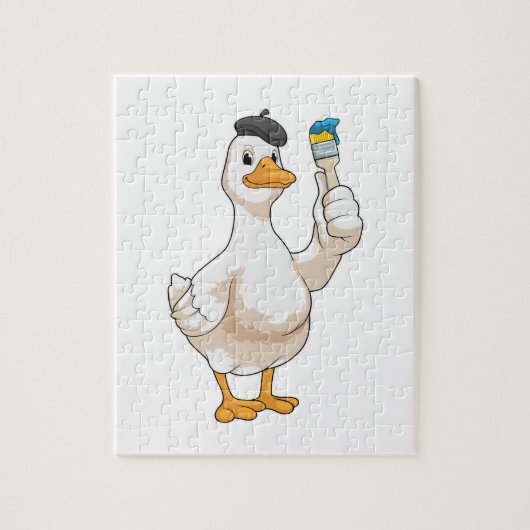 Puzzle Canard comme peintre avec pinceau (Vertical)