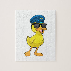 Puzzle Canard comme pilote avec casquette pilote