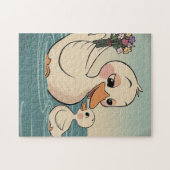Puzzle Canard et canard doux avec fleurs (Horizontal)