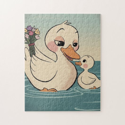 Puzzle Canard et canard doux avec fleurs (Vertical)
