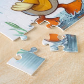 Puzzle Canard mignon, grenouille, lapin sous la pluie (Côté)
