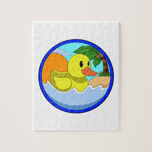 Puzzle Canard sur la plage avec palmiers.PNG (Vertical)