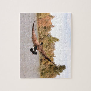 Puzzle canard volant au-dessus de l'eau photographie