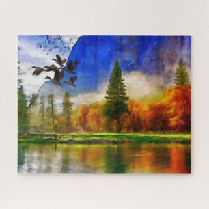 Puzzle Canards d'automne sur lac en saison automnale Puzz