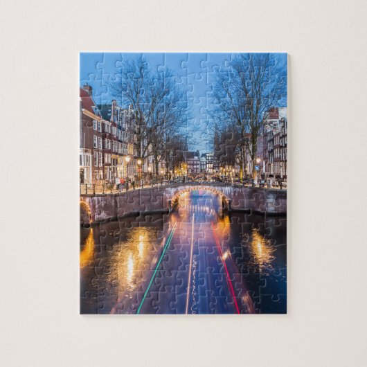 Puzzle Canaux d'Amsterdam la nuit (Vertical)