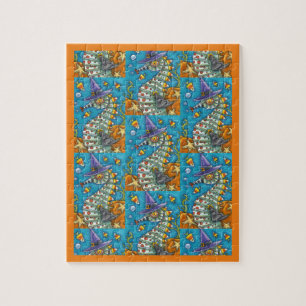 PUZZLE CANDY CORN SEAHORSE WITCH, UNDER THE SEA HALLOWEEN
