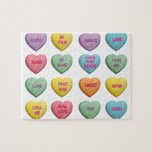 Puzzle Candy Hearts Sweet Valentine Love Messages (Horizontal)