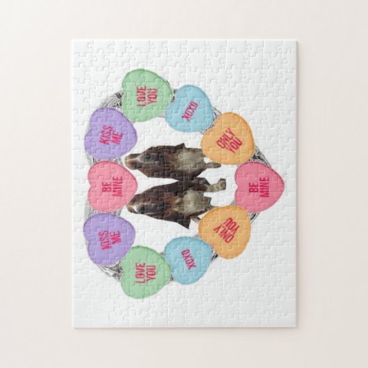 Puzzle Candy Love Hearts With Bassets (Vertical)