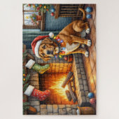 Puzzle Cane Corso Fireplace with Christmas Lights (Vertical)
