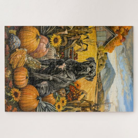 Puzzle Canne Corso Chien Moisson Automne Thankgiving (Horizontal)