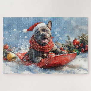 Puzzle Canne Corso Dog in Sledge Let It Neige Noël