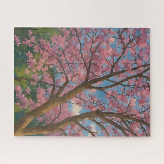 Puzzle Canopée de printemps - Arbre en fleurs et peinture (Horizontal)