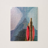 Puzzle Canot rouge sur Tranquil Mountain Lake Art sauvage (Vertical)