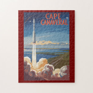 Puzzle Cape Canaveral Floride Art de voyage pictural Rétr