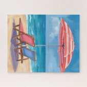 Puzzle Cape Cod Beach Day | Watercolor Ocean MA  (Horizontal)