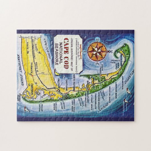 Puzzle CapeCod Vintage 11x14 Map (Horizontal)