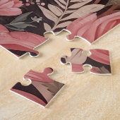 Puzzle Captivant Brown Ours Gaze Fleurs roses (Côté)