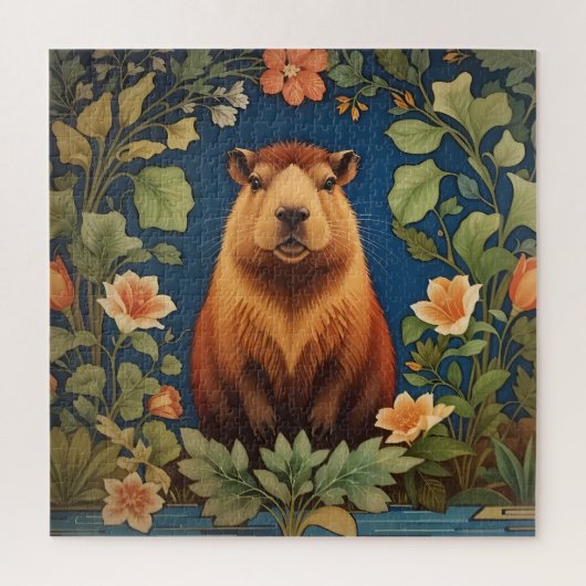 Puzzle Capybara élégant - Inspiré par William Morris (Vertical)