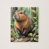 Puzzle Capybara heureux dans l'animal sauvage de la forêt (Vertical)