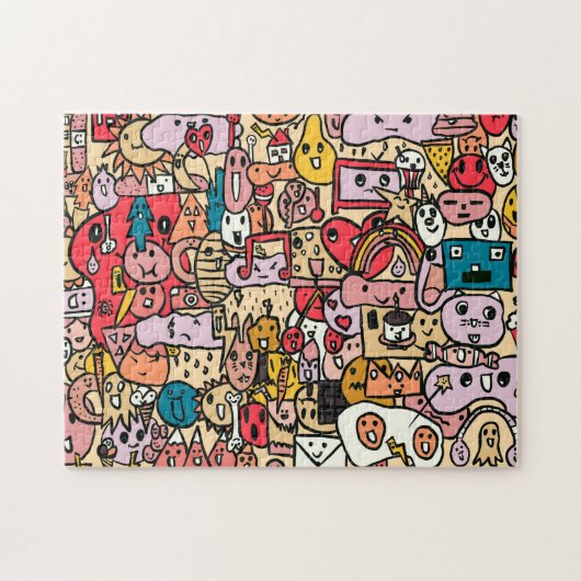 Puzzle Caractère du dessin Main tiré Jeu Motif enfants (Horizontal)