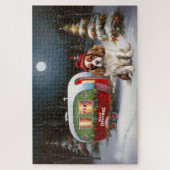 Puzzle Caravane de Noël Cavalier King Charles Spaniel (Vertical)