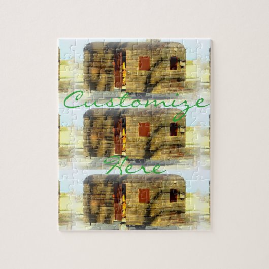 Puzzle Caravane gitane en bois patinée (Vertical)