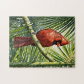 Puzzle Cardinal aquarelle dans un palmier (Horizontal)