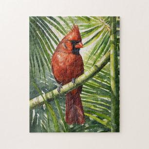 Puzzle Cardinal aquarelle dans un palmier