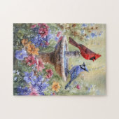 Puzzle Cardinal aquarelle et Jay bleu (Horizontal)