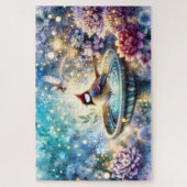 Puzzle Cardinal at Birdbath Dreamy Garden Ar (Vertical)
