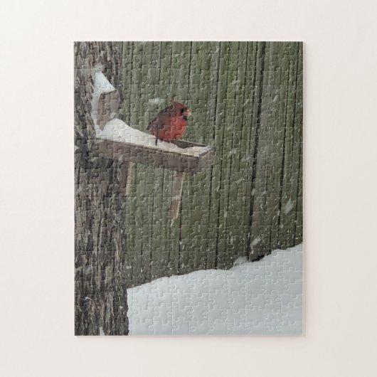 Puzzle Cardinal dans la neige (Vertical)