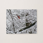 Puzzle Cardinal dans les arbres neigeux (Horizontal)