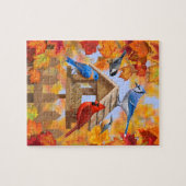Puzzle Cardinal du poulet bleu - Alimentation d'oiseaux d (Horizontal)