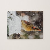 Puzzle Cardinal Et Bruant Dans La Neige (Horizontal)