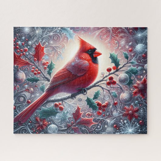 Puzzle Cardinal Rouge Avec Baie de Houx (Horizontal)