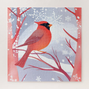 Puzzle Cardinal Rouge   Belle Peinture à l'Aquarelle