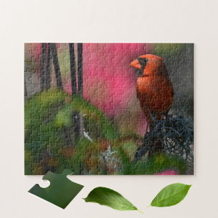 Puzzle Cardinal rouge en profil Oiseau photographique