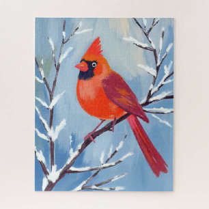 Puzzle Cardinal Rouge Fêtes Aquarelle Hivernale