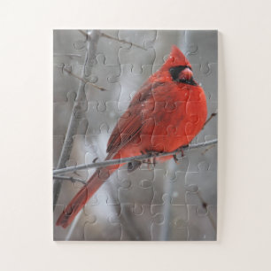 Puzzle Cardinal rouge vif de Chunky en hiver