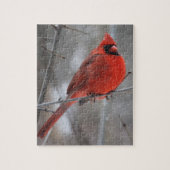 Puzzle Cardinal roux brillant en neige hivernale (Vertical)