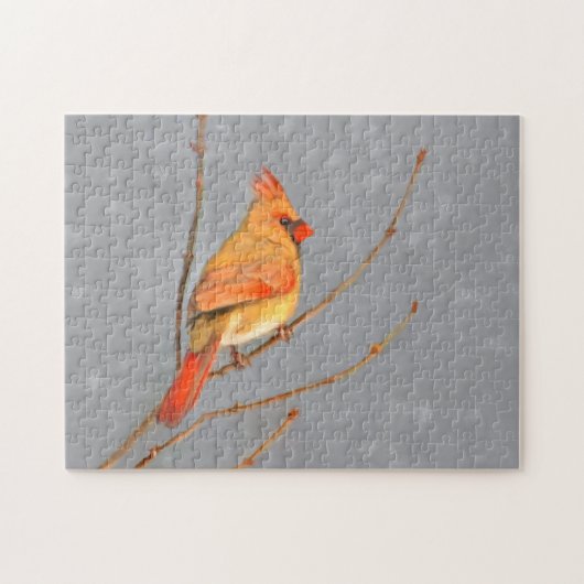 Puzzle Cardinal sur la peinture de branche - Art original (Horizontal)