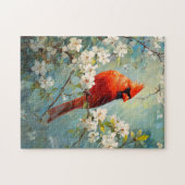 Puzzle Cardinal White Fleuroming Art (Horizontal)