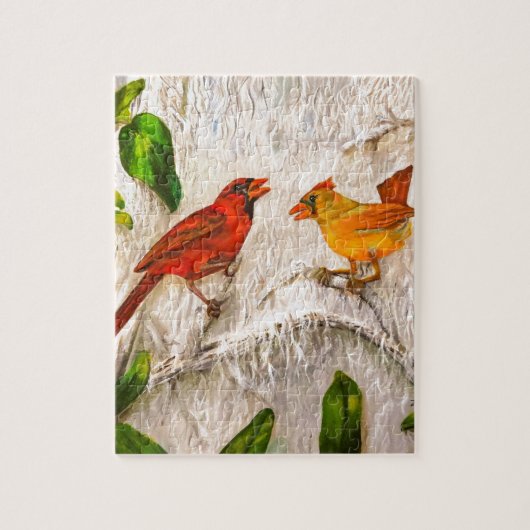 Puzzle Cardinaux Chant d'amour (Vertical)