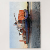 Puzzle Cargo Ship at Savannah, Georgia river (Vertical)