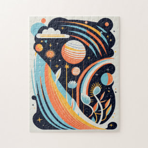 Puzzle Caricature Abstraite planète spatiale. Cosmos mode