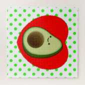 Puzzle Caricature De L'Avocado Mignonne Dans Le Coeur Rou (Horizontal)