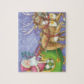 Puzzle Caricature de Noël Santa Claus Sleigh Reindeer (Vertical)