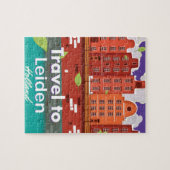 Puzzle Caricature de voyage à Leiden Holland (Horizontal)