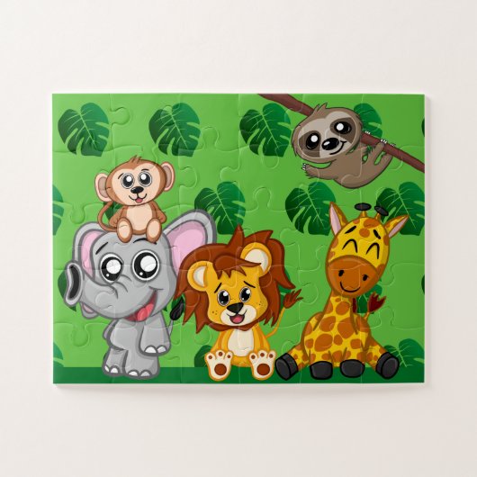 Puzzle Caricature des animaux de la jungle fine Rainfores (Horizontal)