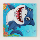 Puzzle Caricature souriante Requin nager sous l'eau (Horizontal)